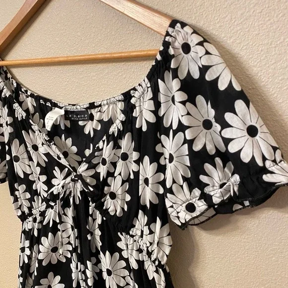 La Blanca Cotton Daisy Floral Ditsy Swim Cover Up Short Dress Women's M Boho - Picture 6 of 11